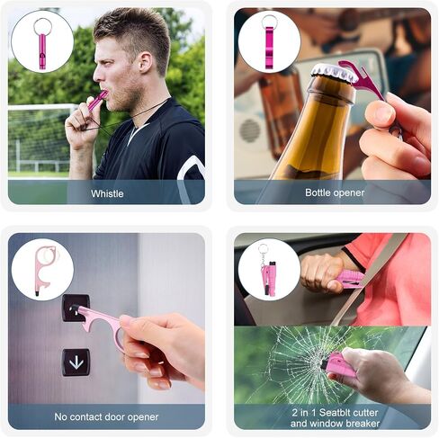 Safety Keychain Set for Women with Personal Alarm, Pom Pom, Whistle, Card Wallet, Bottle Opener, Lipstick Cover in Saudi Arabia