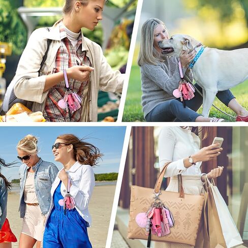Safety Keychain Set for Women with Personal Alarm, Pom Pom, Whistle, Card Wallet, Bottle Opener, Lipstick Cover in Saudi Arabia