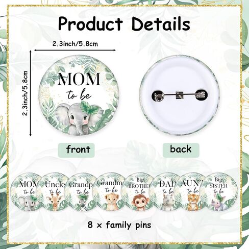 Mexican Fiesta Baby Shower Family Pins, 8Pcs Taco Badges Pin Back Buttons, Mom Dad Uncle Aunt Grandpa Grandma Big Sister Brother to Be Party Favors Accessories, 2.3 Inch in Kuwait