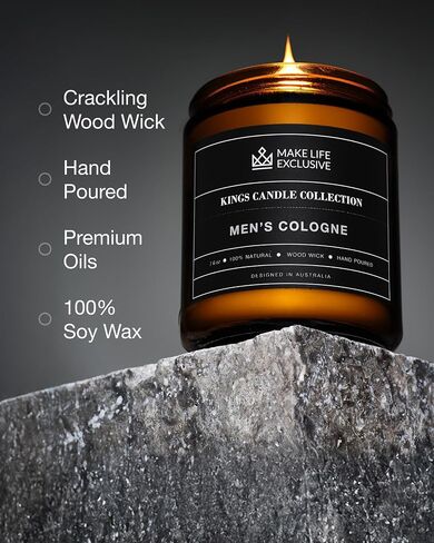 شموع معطرة للرجال | قهوة طازجة برائحة الإسبريسو | فتيل خشبي، يدوم طويلاً، روائح ذكورية | شمعة برطمان الصويا الطبيعية للمنزل، ديكور وسادة البكالوريوس | الهدية المثالية للرجال in Saudi Arabia