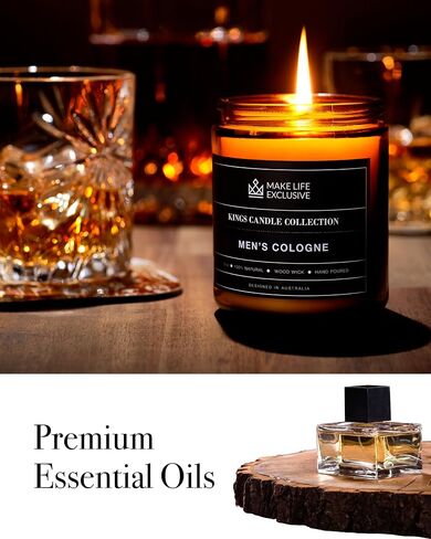 شموع معطرة للرجال | قهوة طازجة برائحة الإسبريسو | فتيل خشبي، يدوم طويلاً، روائح ذكورية | شمعة برطمان الصويا الطبيعية للمنزل، ديكور وسادة البكالوريوس | الهدية المثالية للرجال in Saudi Arabia