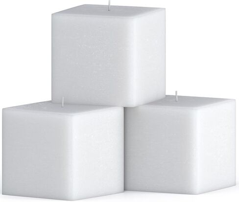 CANDWAX 3x3 Square Candle Set of 3 - Long Lasting Candles Unscented Dripless - Perfect as Home Decor or Wedding Candles - Square Candles White in Saudi Arabia