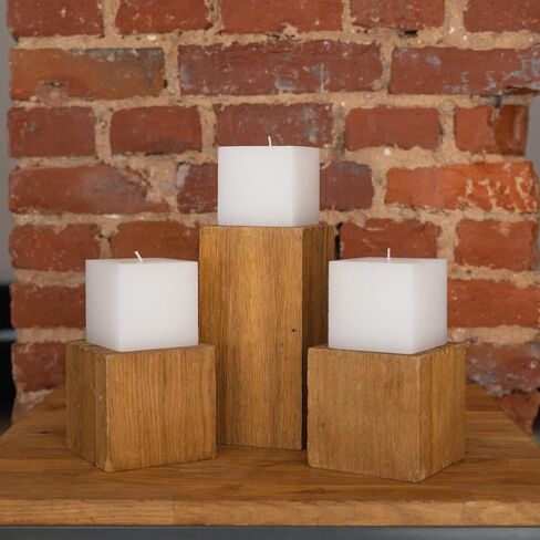 CANDWAX 3x3 Square Candle Set of 3 - Long Lasting Candles Unscented Dripless - Perfect as Home Decor or Wedding Candles - Square Candles White in Saudi Arabia