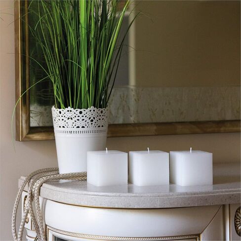CANDWAX 3x3 Square Candle Set of 3 - Long Lasting Candles Unscented Dripless - Perfect as Home Decor or Wedding Candles - Square Candles White in Saudi Arabia