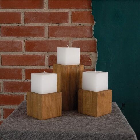 CANDWAX 3x3 Square Candle Set of 3 - Long Lasting Candles Unscented Dripless - Perfect as Home Decor or Wedding Candles - Square Candles White in Saudi Arabia