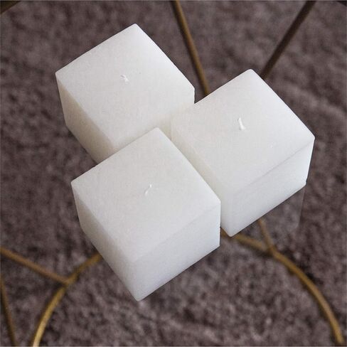 CANDWAX 3x3 Square Candle Set of 3 - Long Lasting Candles Unscented Dripless - Perfect as Home Decor or Wedding Candles - Square Candles White in Saudi Arabia