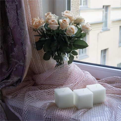 CANDWAX 3x3 Square Candle Set of 3 - Long Lasting Candles Unscented Dripless - Perfect as Home Decor or Wedding Candles - Square Candles White in Saudi Arabia