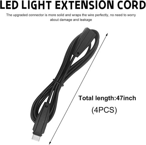 RGB LED Rock Lights Extension Cable, 47 Inch/3.9 Ft RGB Cable Cord for Multi Color Underglow Rock Light Kits, Vehicle Wheel Well Lights Extension Wire, Car Accessories (4PCS) in Saudi Arabia