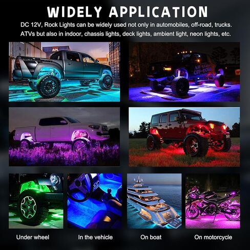 RGB LED Rock Lights Extension Cable, 47 Inch/3.9 Ft RGB Cable Cord for Multi Color Underglow Rock Light Kits, Vehicle Wheel Well Lights Extension Wire, Car Accessories (4PCS) in Saudi Arabia