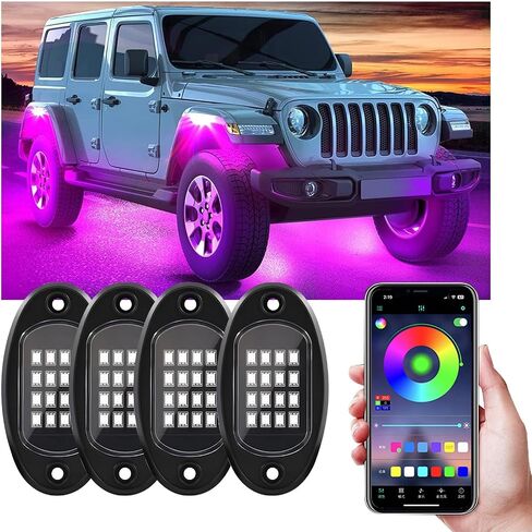RGB LED Rock Lights Extension Cable, 47 Inch/3.9 Ft RGB Cable Cord for Multi Color Underglow Rock Light Kits, Vehicle Wheel Well Lights Extension Wire, Car Accessories (4PCS) in Saudi Arabia