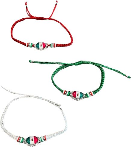 الغداء المال المكسيك العلم المكسيكي قابل للتعديل المعصم التفاف سوار حبل سوار الصداقة سوار الخلخال مجوهرات للنساء - سوار فخر المكسيك - ألوان متنوعة - يتضمن سوار واحد in Kuwait