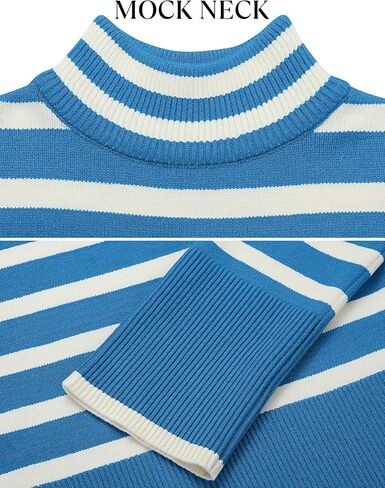 ZESICA Women's Winter Sweaters Casual Turtleneck Long Sleeve Striped Side Slit Loose Pullover Sweater Jumper Tops in Kuwait