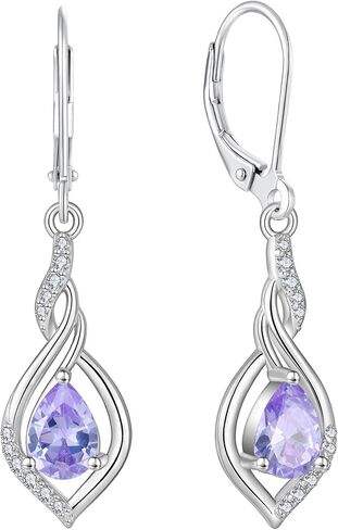 Infinity Dangle Earrings for Women 925 Sterling Silver Twisted Drop Earring Teardrop Birthstone Jewelry in Kuwait