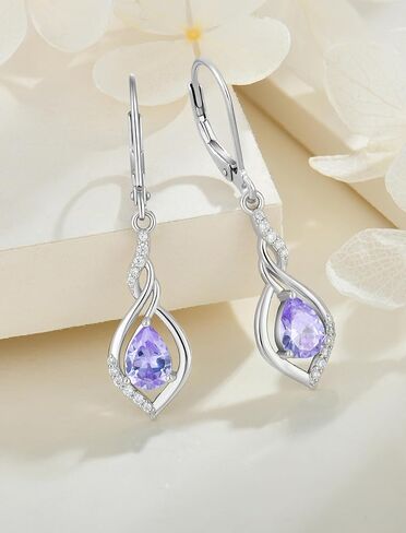 Infinity Dangle Earrings for Women 925 Sterling Silver Twisted Drop Earring Teardrop Birthstone Jewelry in Kuwait