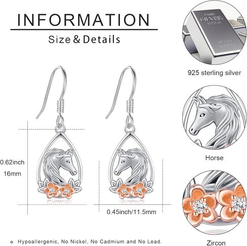 Horse/Highland Cow Earrings for Women 925 Sterling Silver Horse Dangle Drop Earrings Hypoallergenic Highland Cow Jewelry Christmas Birthday Gifts in Kuwait