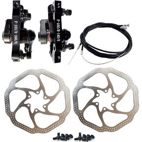 HS1 Bike Disc Brake Kit - Mountain Bicycle Bike Mechanical Front and Rear 160mm Caliper Rotor BB7 BB8 Whit Bolts and Cable
