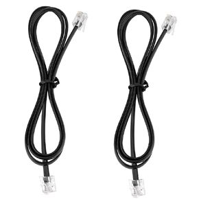 LanSenSu RJ12 Cable Phone Cord RJ12 6P6C Male to Male Straight Wired for Both Data and Voice Use - 2Pack (Black, 6.6FT)