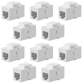 10 Pieces CAT3 Telephone RJ11 6P4C Jack Phone Line Connector Coupler Phone Female to Female Telephone Jack Coupler (White)