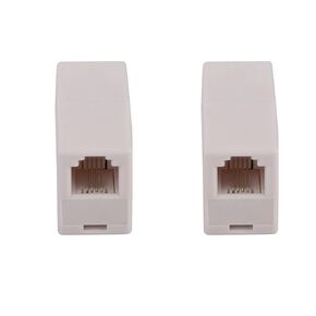 Ubramac RJ11 Coupler, Straight Telephone Inline Coupler RJ11 6P4C Inline Keystone Jack Female to Female Straight Telephone Cable Cord Extension Adapter (White -2 Pack)