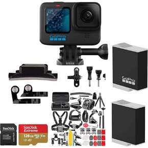 GoPro HERO11 Black 27MP Wi-Fi & Bluetooth Connectivity, Waith 50-in-1 Accessory Kit, 128 GB Memory Card, and Rechargeable Battery