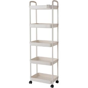 4 Tier Rolling Cart with Wheels and Handle,Rolling Storage Cart for Office, Living Room, Laundry Room,Kitchen,Bathroom,Black