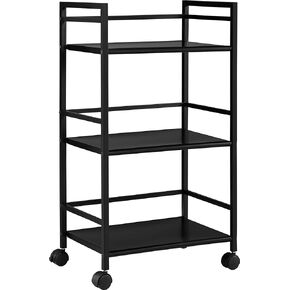 Ameriwood Home Marshall 3 Shelf Metal Rolling Utility Cart, Black