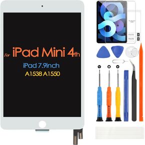 Screen Replacement for iPad Mini 4 Mini4 2015 A1538 A1550 7.9" LCD Display Touch Digitizer Full Assembly with Repair Tools (White)