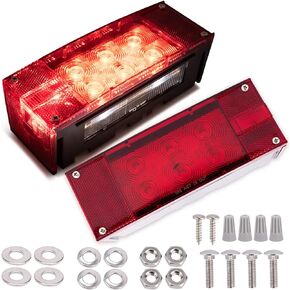 12V Led Submersible Low Profile Rectangular Trailer Lights for Boat Trailer Truck Marine, IP68 Waterproof Tail Stop Turn Running Lights Kit