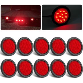 10 قطع 4 بوصة مصابيح خلفية LED مستديرة للمقطورة باللون الأحمر 12 مصباح LED مقاوم للماء 4 بوصة LED مستديرة توقف الانعطاف الذيل الفرامل ضوء علامة مقطورة شاحنة RV أضواء مختومة جروميت فلوش جبل ث/3 أسلاك التوصيل المصنوعة الشق