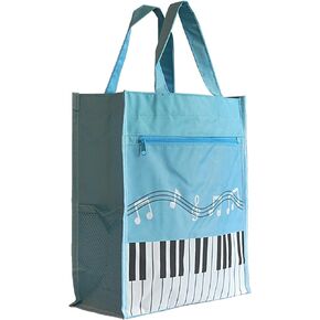 Piano Keys Handbag Music Tote Bag Oxford Cloth Nylon Waterproof Storing Music Books for Music Piano Student Teacher Gifts (Black)