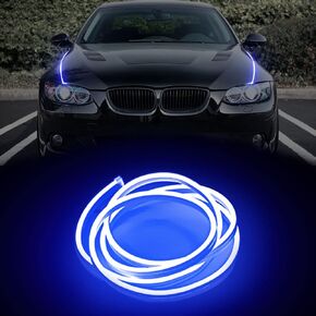 Teguangmei Exterior Car LED Hood Light,47.2 inch(120cm) Flexible Waterproof Strip Light Blue Daytime Running Light Headlight for Car SUV Truck,12V Universal Car Engine Hood Guide Decoration Light Bar