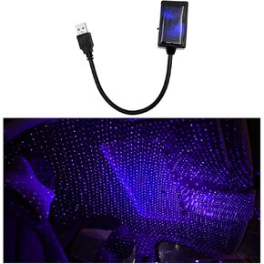 USB Car Roof Star Night Light, Portable Adjustable Romantic Star Projector Interior Lamp, Flexible Plug and Play Ceiling Light Decor for Auto Bedroom Party, Car Accessories (Blue)