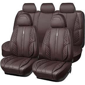 CAR PASS Nappa Leather Car Seat Covers Full Set Waterproof Protector Durable Cushioned,Universal Fit for Sedan SUV Pick-up Truck,Automotive, Anti-Slip and Backseat Luxury Premium Deluxe(Black)