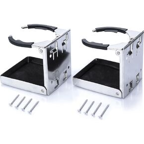 Marinebaby Stainless Steel Adjustable Folding Cup Drink Holders Marine/Boat/Caravan/car (Cup Holder (2pcs))