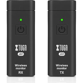XTUGA J01 UHF Wireless Mini Personal in Ear Monitor System UHF with 16 Channels Wireless IEM System with Transmitter Receiver Automatic Pairing, for Studio Live Performance