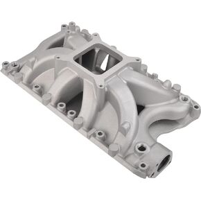 Air Gap Single Plane Intake Manifold Satin Aluminum Compatible with SBF Small Block Ford 351W V8 5.8L