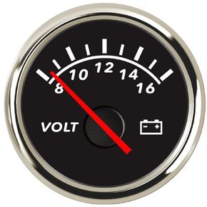 DunkTeam Voltmeter Voltage Gauge 52mm(2") 12V 8-16V with Red Backlights for Marine Boat Yacht Auto Motor