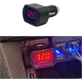 Suvnie 2 PCS Car LED Cigarette Lighter Voltmeter, DC 12V 24V Battery Voltage Digital Panel Meter, Universal Auto Electric Volt Gauge Monitor, Car Accessories for Motorcycle Truck