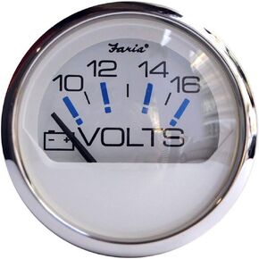 Faria Beede 13805 Chesapeake Stainless Steel Voltmeter (10-16 VDC) - 2', White