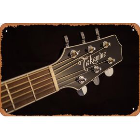 Cloxks - غراب رأس جيتار تاكامين باللونين البني والأسود، جيتار صوتي، ملصق عتيق طمس مقاس 8 × 12 بوصة علامة معدنية عتيقة من القصدير لهدايا ديكور المنزل والحانة والمرآب in Kuwait