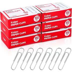 Kalerr Paper Clips, 600 Pcs Paperclips (6 Boxes of 100 Each), Premium Paper Clip, 1-2/7" Silver Paper Clips Medium (1.3 Inches), Rustproof Metal Paper Clips for Office, School, Home