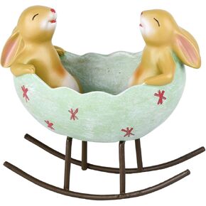 NEWANOVI Bunnies in a Egg Cradle, Two Laughing Bunny Rabbits in an Egg Shaped Cradle with Their Arms Draped on The Sides of The Egg Spring Easter Decoration Bunnies Figurine Rabbit Statue in Saudi Arabia