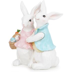 Hodao Easter Bunny Decorations Spring Indoor Home Decor Bunny Decorations for a Friendly Family Atmosphere Easter Bunny Figurines Gifts (Woodcut Rabbit White)