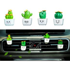 RAMAHP 4-Pack Adorable Decorative Cactus LOVE Air Freshener, Vent Clip Interior Accessories, Car Scent Freshener Perfume Aromatherapy Clip