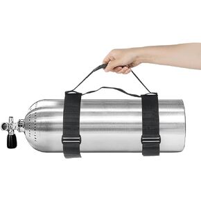 حامل خزان غوص سكوبا قابل للتعديل، حامل خزان حزام للخدمة الشاقة، أشرطة حامل أسطوانة الهواء مع مقبض مريح، وسادة مضادة للانزلاق، أسود in Kuwait