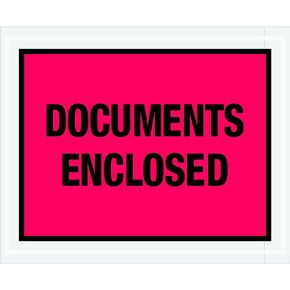 Tape Logic TLPL438 "Documents Enclosed" Envelopes, 4 1/2" x 5 1/2", Red (Pack of 1000)