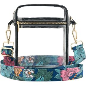 WEIMZC Clear Crossbody Bag Stadium Approved,Adjustable Shoulder Strap Clear Crossbody Purse for Concerts,Sports Events