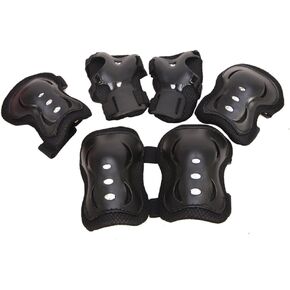 PURFUN Kids Girls Boys 6 in 1 Safety Protective Gear Knee Elbow Wrist Pads Set Adjustable Collision Avoidance Skate Roller Blading Biking Knee Braces Elbow Pads Wrist Support Guards Protector Kneepad