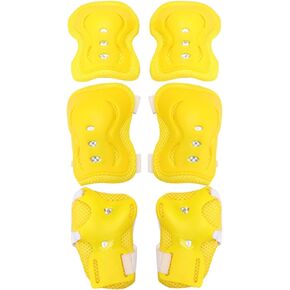 TOYANDONA Outdoor Sports Protector Set Cycling Skateboard Skating Protective Gear Elbow Pads Wrist Guards Knee Pads for Children (Yellow)