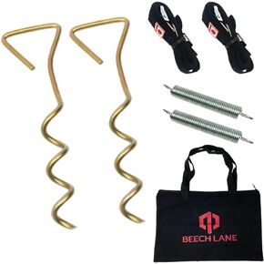 Beech Lane Heavy Duty Pre-Assembled RV Awning Anchor Kit, Sturdy Cam Buckles with Thick Straps, Durable Canvas Storage Bag, Steel Connection Points